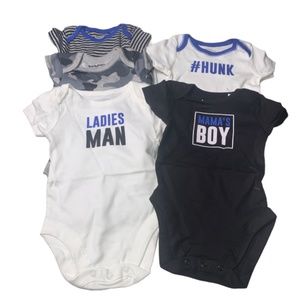 Baby Place Bundles Boys Size 3-6m bodysuit one piece lot of 5 mamas boy hunk